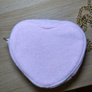 Pink Purse Heart Stoney Clover Lane Pink Terry Cloth Heart Crossbody Bag Purse